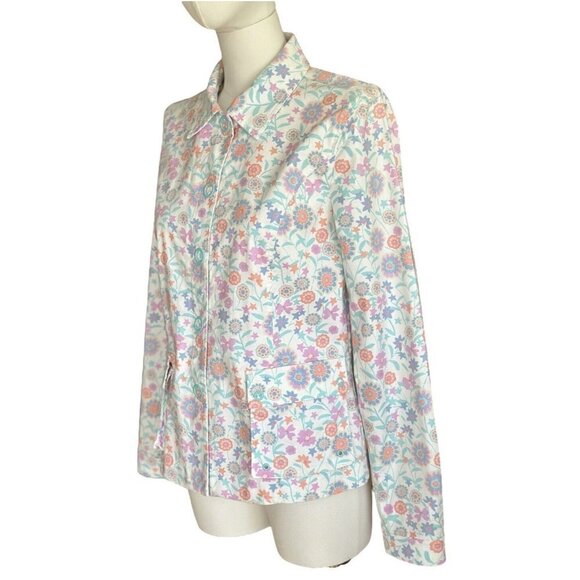 Sigrid Olsen White Floral Collared Snap Up Jacket with Pockets Women's Sz S - Picture 6 of 11